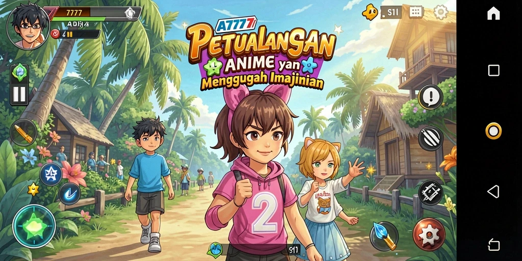 Screenshot A7777 menampilkan pertarungan seru dalam dunia anime.