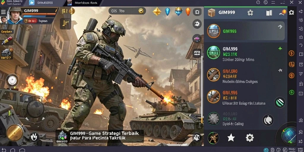 Screenshot menunjukkan aksi strategi intens dan gameplay menarik di GIM999.