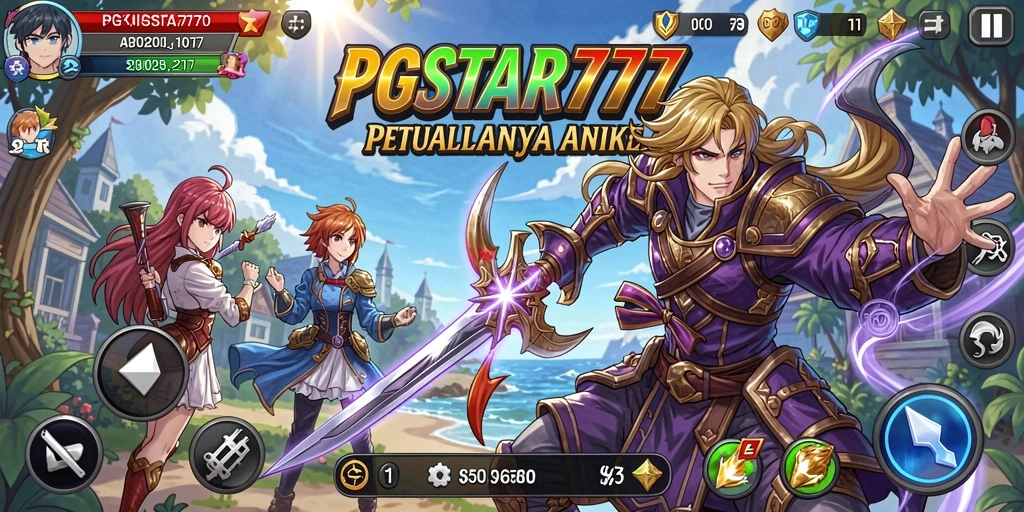 Tangkapan layar utama gameplay PGSTAR777 menampilkan karakter anime dalam pertempuran yang mendebarkan.