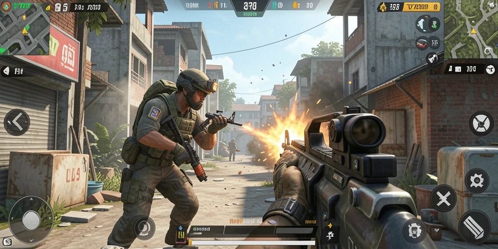 Tampilan gameplay seru dalam pertarungan FPS TVTOTO.