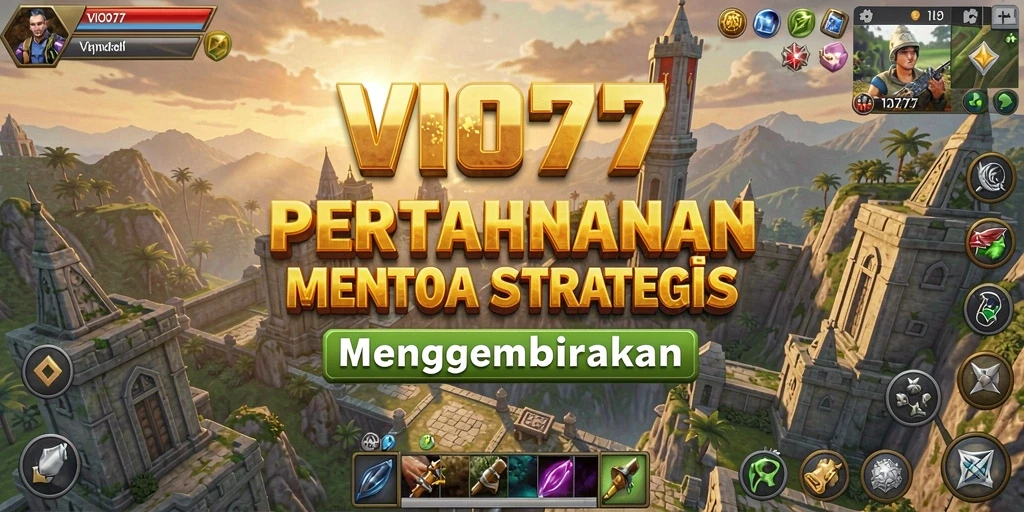 Tangkapan layar VIO77 menampilkan aksi pertahanan menara yang intens.