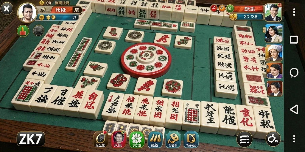 Screenshot gameplay ZK7 menampilkan keseruan permainan Mahjong yang menantang.